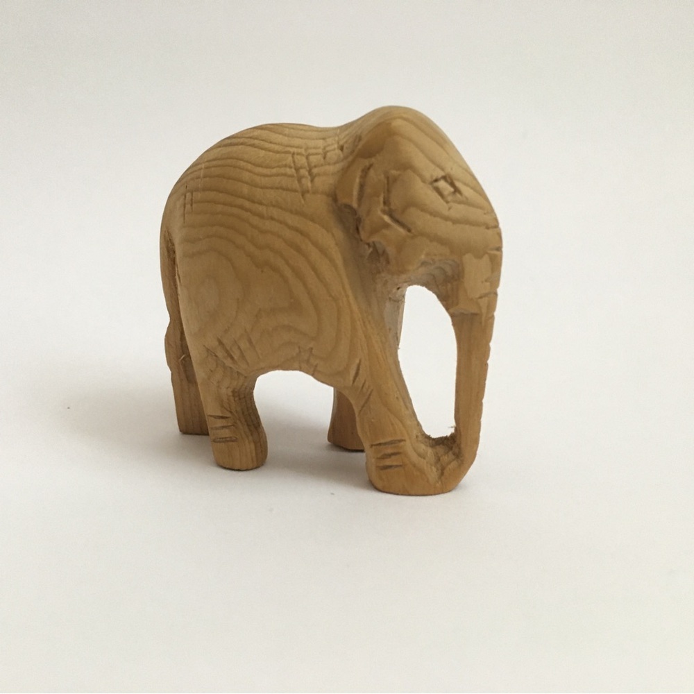 Small Hand Carved Cedar Elephant